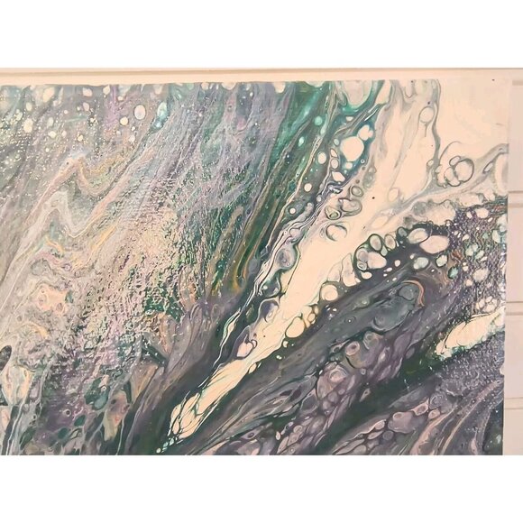 SET/2 Coastal Waves Flow Fluid Art, Hand Painted, Swipe and Spin Abstract, EUC - Picture 13 of 16